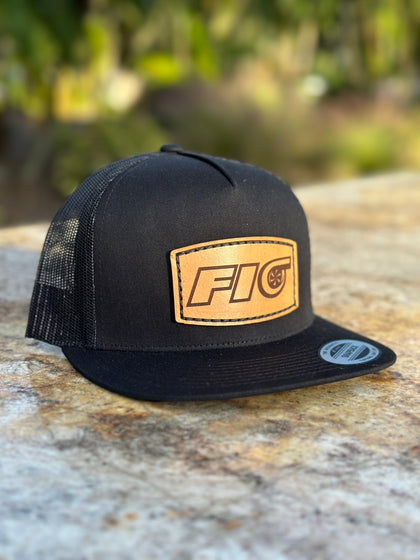 Black Fio 5 Panel Flat Brim Hat