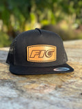 Black Fio 5 Panel Flat Brim Hat